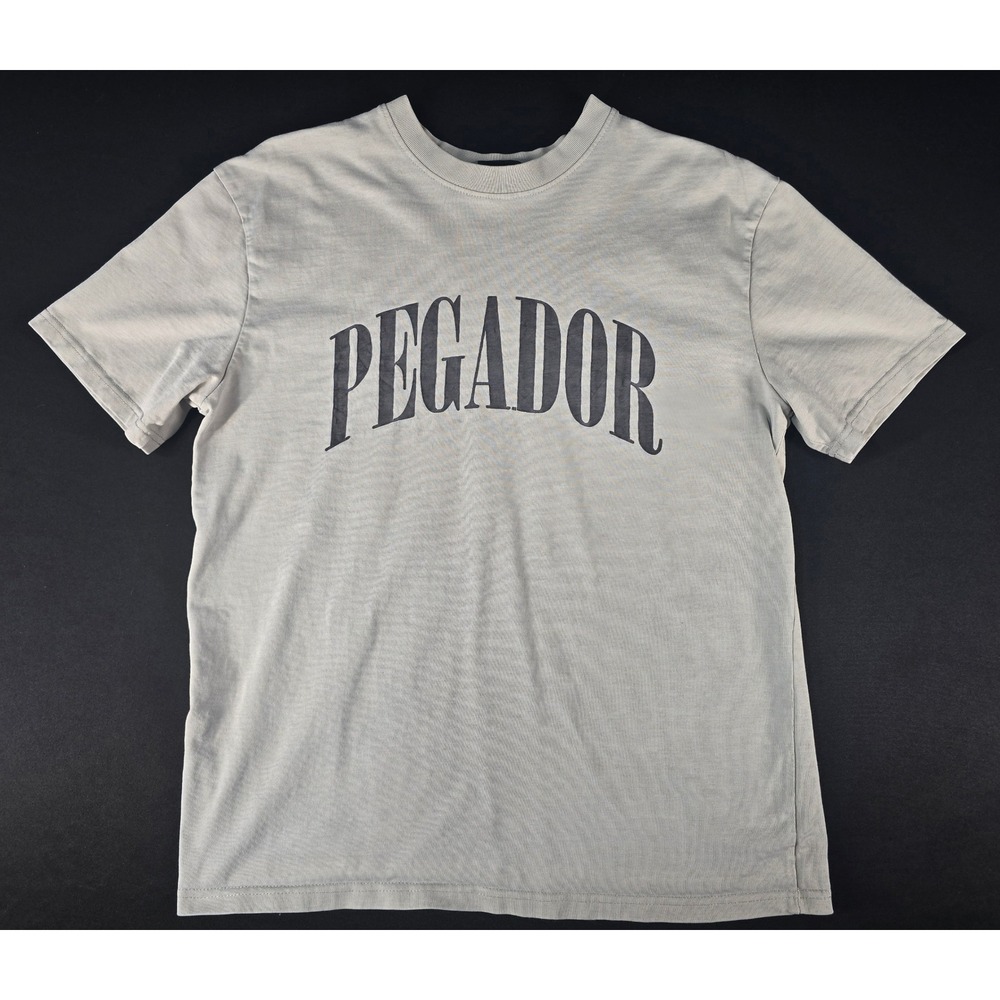 Pegador Mens Logo Graphic T-Shirt Washed Grey Cotton Streetwear Size S